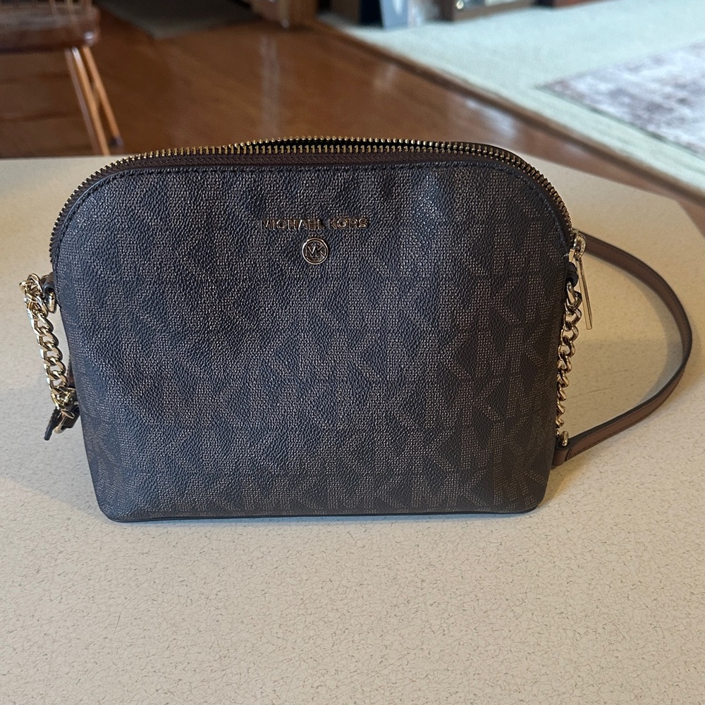 Michael Kors Espresso Crossbody Bag with Gold Accents